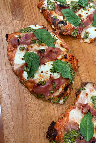 Chicken Vodka Parm with Prosciutto and Pesto